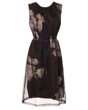 Dries Van Noten Organza Overlay Floral Silk-blend Dress - Black