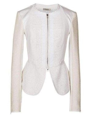 Nina Ricci White Tailored Cotton Lace Back Jacket