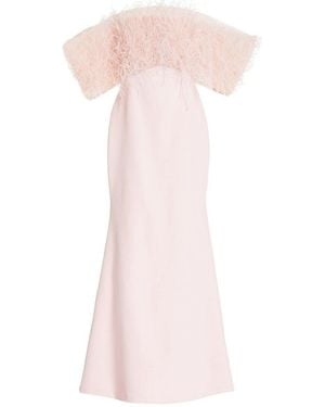 Aliétte Feather Trim Off-the-shoulder Gown - Pink