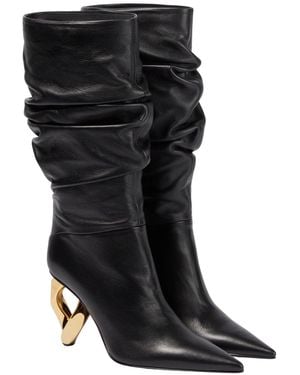 JW Anderson Chain Leather Heeled Boots - Black