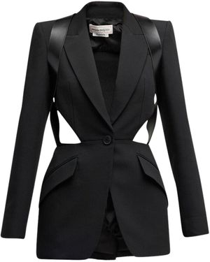 McQueen Single-breasted Slashed Blazer - Black