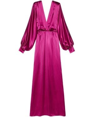 Gucci Draped Silk-blend Satin Gown Dress - Purple