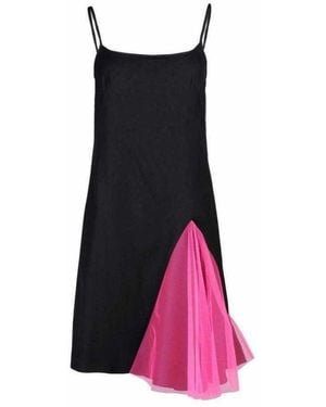 Christopher Kane Black Strappy Dress With Neon Pink Godets