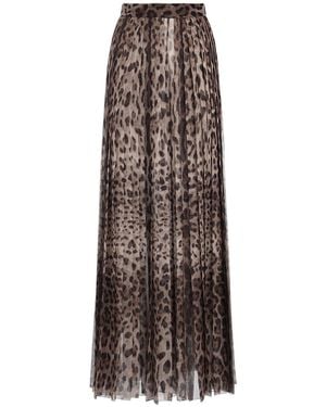 Dolce & Gabbana Leopard-Print Chiffon Culottes - Brown
