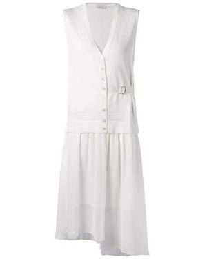 Nina Ricci Wool-blend And Silk-georgette Dress - White