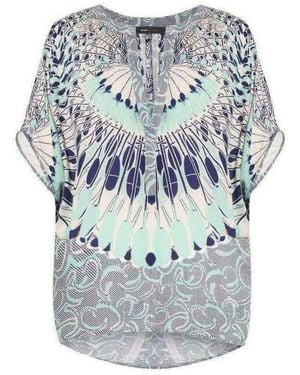 BCBGMAXAZRIA Ayanna Oversized Printed Top - Blue