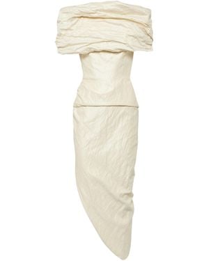 Maticevski Amber Draped Off White Cotton Midi Dress
