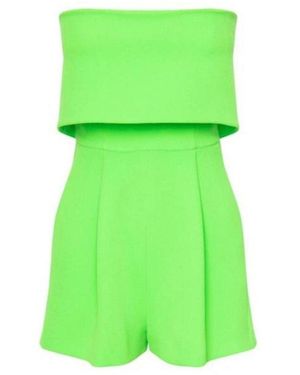 Alex Perry Darby Overlay Crepe Strapless Romper - Green
