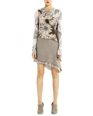 BCBGMAXAZRIA Asymmetrical Silk Dress - Natural