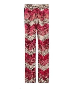 Gucci Sequin Snake Straight Leg Trousers In Red