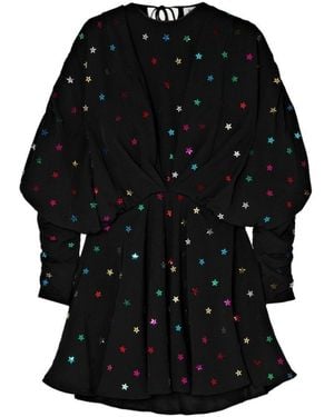 The Attico Gathered Sequin-embellished Crepe De Chine Mini Dress - Black