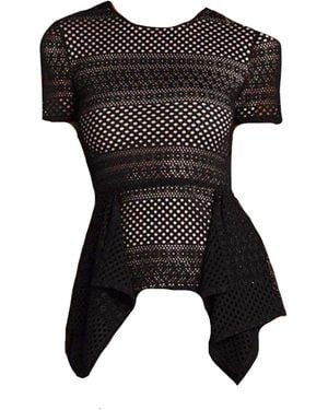 BCBGMAXAZRIA Vicktoria Mixed-knit Peplum Top - Black