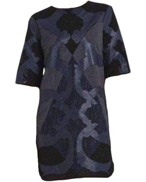 BCBGMAXAZRIA Runway Blue Faux Leather Patch Luella Tunic Dress