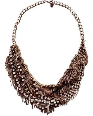 BCBGMAXAZRIA Crystal-embellished Chain Fringe Statement Necklace - Metallic