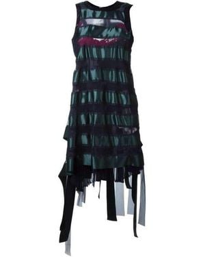 Sacai Transparent Stripe Panel Dress - Green