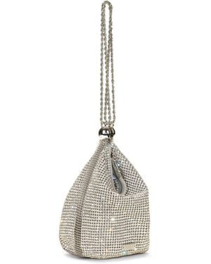 Cult Gaia Rue Crystal Top Handle Wristlet Bag - White