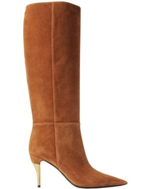 Gucci Priscilla 85 Suede Knee Boots - Brown