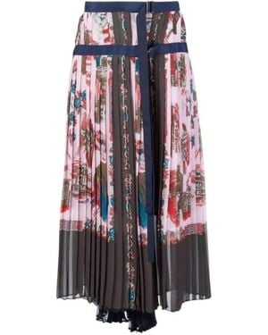 Sacai Printed Pleat Skirt - Multicolor
