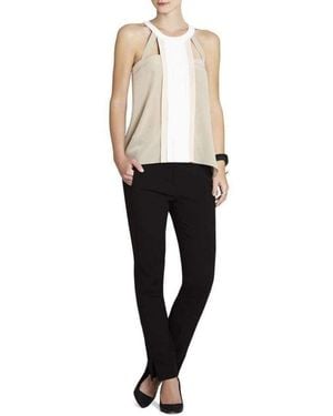 BCBGMAXAZRIA Kayli Silk Color-blocked Cutout Top - Multicolour