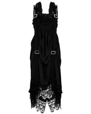 Simone Rocha Draped Buckle Silk Midi Dress - Black