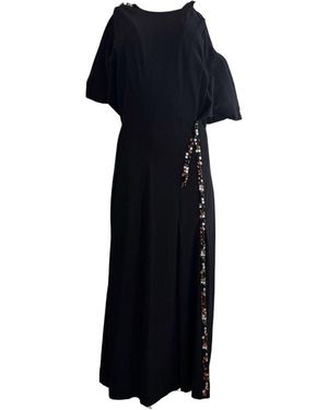 Koche Asymmetric Amber Stone Embellished Midi Dress - Blue