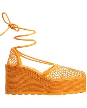 Bottega Veneta Leather And Mesh Espadrilles - Orange