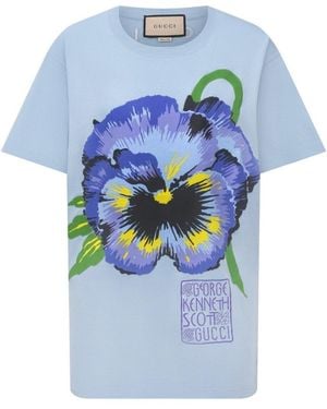 Gucci X Ken Scott Floral Print T-shirt - Blue