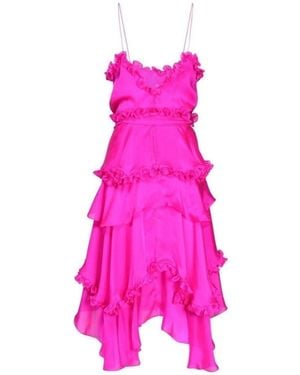 Alexandre Vauthier Silk Chiffon Ruffled Knee Length Dress - Pink
