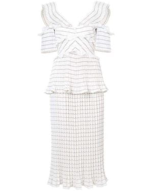 Self-Portrait Monochrome Stripe Dress - White