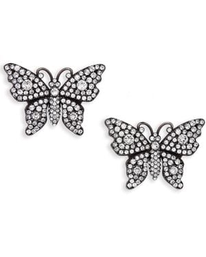 Gucci Crystal Embellished Butterfly Earrings - Black
