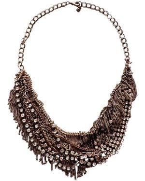 BCBGMAXAZRIA Crystal-embellished Chain Fringe Statement Necklace - Metallic