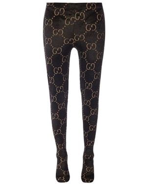 Gucci Jacquard Logo Wool Tights - Black