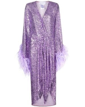 Nervi Feather Sequinned Dress - Purple