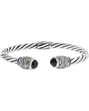 Effy Sterling Silver, 18k Yellow Gold & Onyx Bangle Bracelet - Metallic