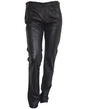 CoSTUME NATIONAL Straight Leg Just Leather Biker Trousers - Black