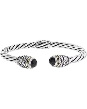 Effy Sterling Silver And Onyx Bangle Bracelet - Metallic