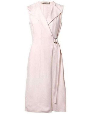 Nina Ricci Belted Wrap Pink Silk Blend Dress