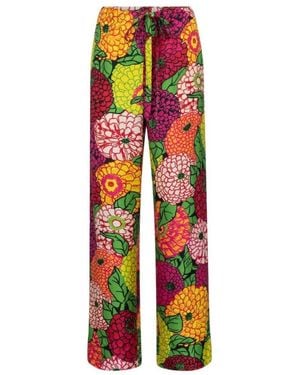 Gucci X Ken Scott Floral Silk Straight Trousers - Multicolour