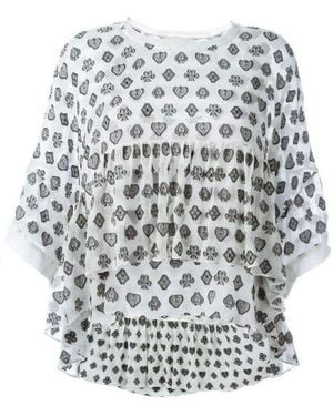 Chloé Fil Coupé Two Overlapping Silk Tops - White
