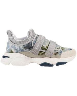 Dior D-wander Camouflage Techno Fabric Trainers - Grey
