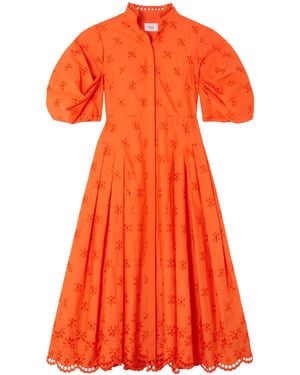 Erdem Zelda Broderie Anglaise Poplin Midi Dress - Orange