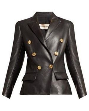 Alexandre Vauthier Double-breasted Leather Blazer - Black