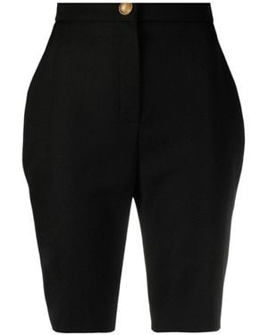 Balmain High-waisted Knee-length Wool Shorts - Black