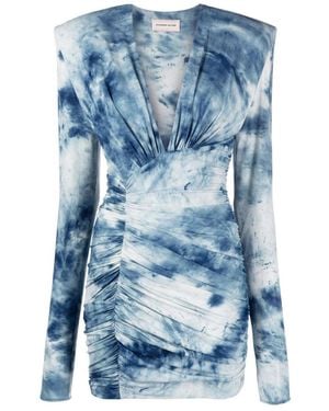 Alexandre Vauthier Tie-dye Print Ruched Mini Dress - Blue