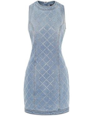 Balmain Embellished Denim Mini Dress Fr 36 (us 6) - Blue