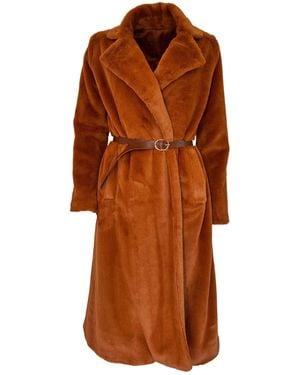 Cult Moda Plush Trench Coat - Orange