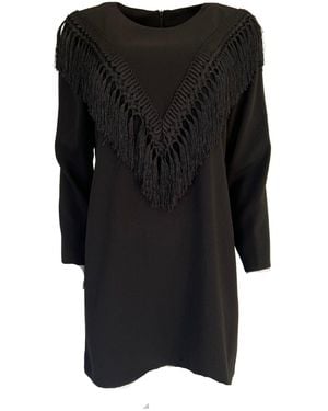 Cult Moda Black Bodycon Fringe Detail Dress