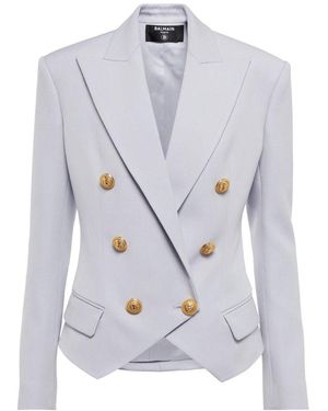 Balmain Double Breasted Blue Wool Blazer