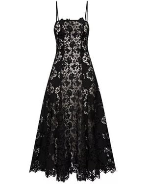 Oscar de la Renta Black Guipure Lace Midi Dress