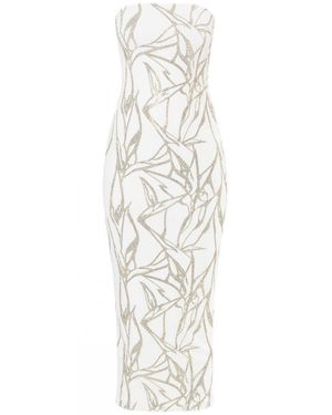 Alexandre Vauthier White Beaded Strapless Midi Dress